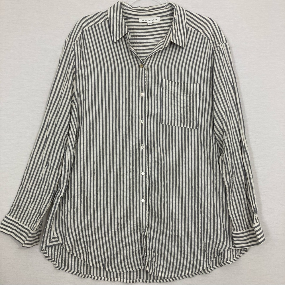 Jane and Delancey Black and White Striped Button-Down Shirt